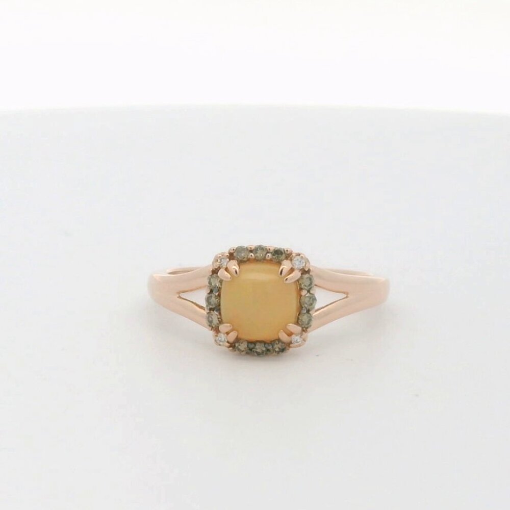 LeVian 14k Rose Gold Diamond Opal ring - size 6.75